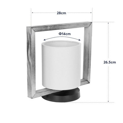 GloboStar® CUP 203-0052 Vintage Επιτραπέζιο Φωτιστικό Πορτατίφ Μονόφωτο 1 x E27 IP20 Καφέ Ξύλο με Λευκό Ύφασμα - Μ28 x Π20 x Υ28cm