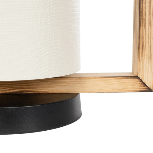 GloboStar® CUP 203-0052 Vintage Επιτραπέζιο Φωτιστικό Πορτατίφ Μονόφωτο 1 x E27 IP20 Καφέ Ξύλο με Λευκό Ύφασμα - Μ28 x Π20 x Υ28cm