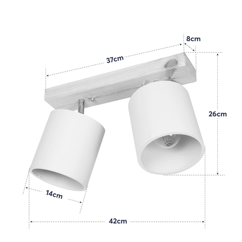 GLOBOSTAR® CUP 203-0059 Vintage Φωτιστικό Οροφής με Ντουί 2 x E27 AC 220-240V IP20 - Λευκό & Μπεζ - Μ42 x Π14 x Υ26cm