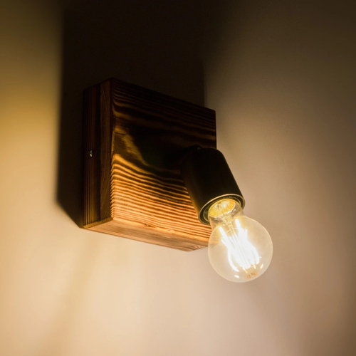 GLOBOSTAR® CUP 203-0062 Vintage Φωτιστικό Τοίχου - Απλίκα με Ντουί 1 x E27 AC 220-240V IP20 - Καφέ & Μαύρο - Μ14.5 x Π14 x Υ15cm