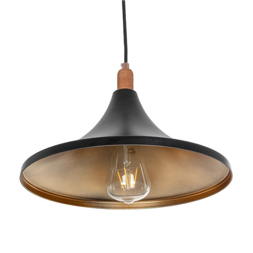 GLOBOSTAR® BELFRY 203-0077 Μοντέρνο Κρεμαστό Φωτιστικό Οροφής με Ντουί 1 x E27 AC 220-240V IP20 - Μαύρο & Χρυσό - Μ29.5 x Π29.5 x Υ22cm