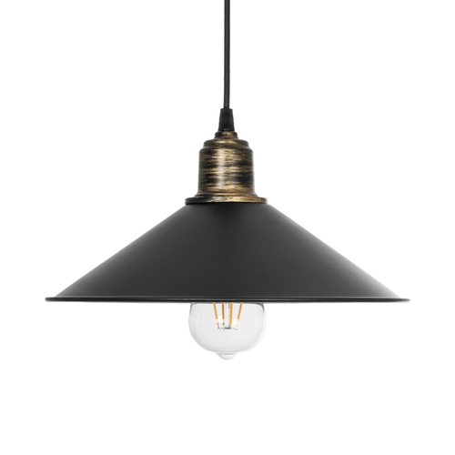 GLOBOSTAR® FERRO 203-0082 Μοντέρνο Κρεμαστό Φωτιστικό Οροφής με Ντουί 1 x E27 AC 220-240V IP20 - Μαύρο & Μπρούτζινο - Μ30 x Π30 x Υ15cm