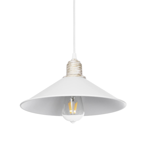 GLOBOSTAR® FERRO 203-0083 Μοντέρνο Κρεμαστό Φωτιστικό Οροφής με Ντουί 1 x E27 AC 220-240V IP20 - Λευκό & Χρυσό - Μ30 x Π30 x Υ15cm