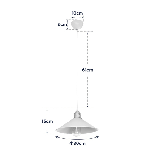 GLOBOSTAR® FERRO 203-0083 Μοντέρνο Κρεμαστό Φωτιστικό Οροφής με Ντουί 1 x E27 AC 220-240V IP20 - Λευκό & Χρυσό - Μ30 x Π30 x Υ15cm