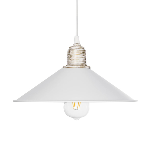 GLOBOSTAR® FERRO 203-0083 Μοντέρνο Κρεμαστό Φωτιστικό Οροφής με Ντουί 1 x E27 AC 220-240V IP20 - Λευκό & Χρυσό - Μ30 x Π30 x Υ15cm