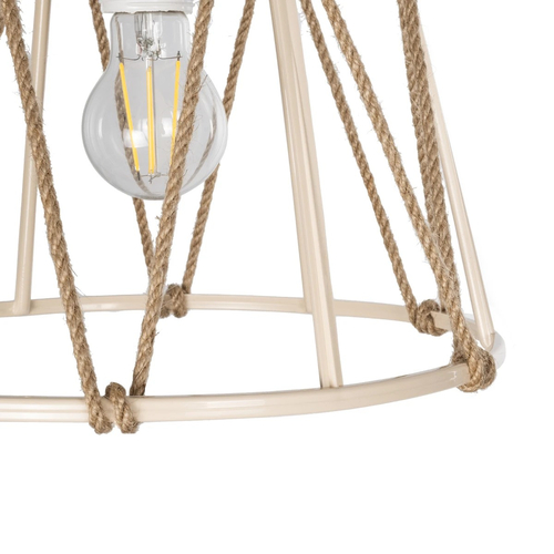 GLOBOSTAR® JUTE 203-0092 Μοντέρνο Κρεμαστό Φωτιστικό Οροφής με Ντουί 1 x E27 AC 220-240V IP20 - Μπεζ - Μ30 x Π30 x Υ23cm