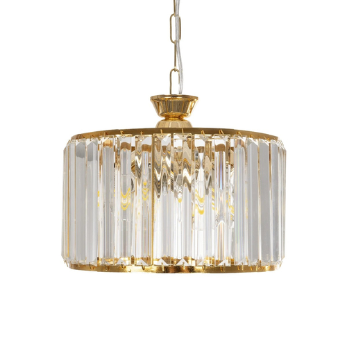 GLOBOSTAR® GLAMOROUS 203-0094 Κλασικό Κρεμαστό Φωτιστικό Οροφής με Ντουί 3 x E27 AC 220-240V IP20 - Χρυσό & Διάφανο - Μ28 x Π28 x Υ21.5cm