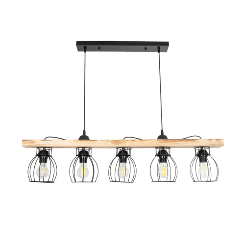 GLOBOSTAR® BARISTA 203-0095 Vintage Κρεμαστό Φωτιστικό Οροφής με Ντουί 5 x E27 AC 220-240V IP20 - Μπεζ & Μαύρο - Μ100 x Π14.5 x Υ26cm