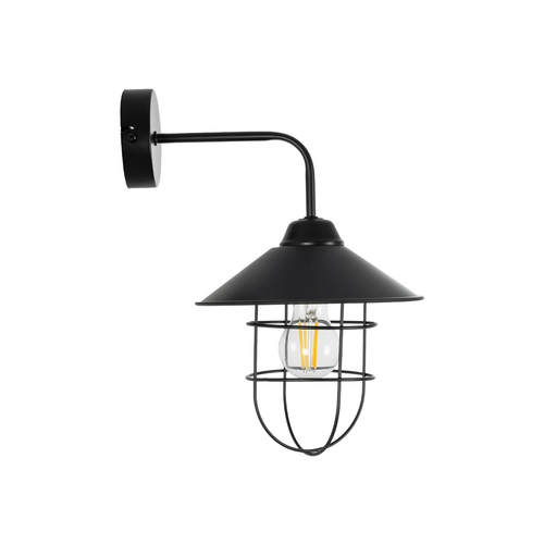 GLOBOSTAR® CAGE 203-0096 Vintage Φωτιστικό Τοίχου - Απλίκα με Ντουί 1 x E27 AC 220-240V IP20 - Μαύρο - M22 x Π28 x Υ35cm