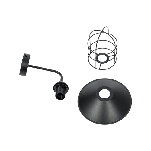 GLOBOSTAR® CAGE 203-0096 Vintage Φωτιστικό Τοίχου - Απλίκα με Ντουί 1 x E27 AC 220-240V IP20 - Μαύρο - M22 x Π28 x Υ35cm