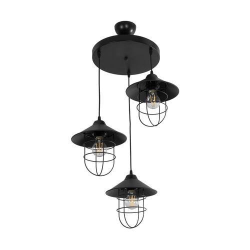 GLOBOSTAR® CAGE 203-0097 Vintage Κρεμαστό Φωτιστικό Οροφής με Ντουί 3 x E27 AC 220-240V IP20 - Μαύρο - Μ45 x Π45 x Υ45cm