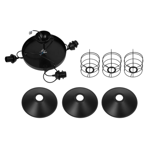 GLOBOSTAR® CAGE 203-0097 Vintage Κρεμαστό Φωτιστικό Οροφής με Ντουί 3 x E27 AC 220-240V IP20 - Μαύρο - Μ45 x Π45 x Υ45cm