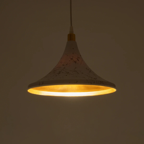 GLOBOSTAR® MARBLE 203-0098 Μοντέρνο Κρεμαστό Φωτιστικό Οροφής με Ντουί 1 x E27 AC 220-240V IP20 - Λεύκο & Χρυσό - Μ30 x Π30 x Υ20cm