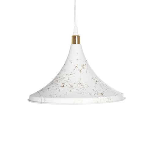 GLOBOSTAR® MARBLE 203-0098 Μοντέρνο Κρεμαστό Φωτιστικό Οροφής με Ντουί 1 x E27 AC 220-240V IP20 - Λεύκο & Χρυσό - Μ30 x Π30 x Υ20cm