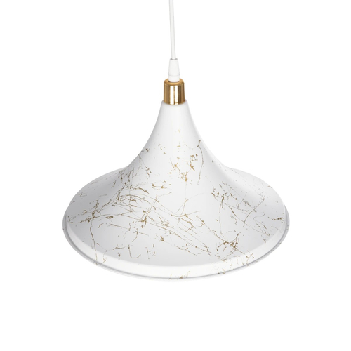 GLOBOSTAR® MARBLE 203-0098 Μοντέρνο Κρεμαστό Φωτιστικό Οροφής με Ντουί 1 x E27 AC 220-240V IP20 - Λεύκο & Χρυσό - Μ30 x Π30 x Υ20cm