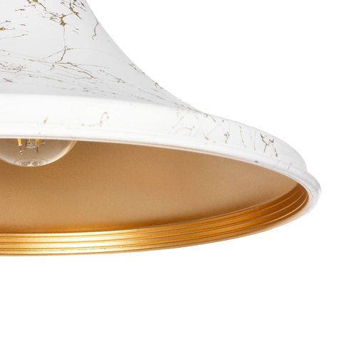 GLOBOSTAR® MARBLE 203-0098 Μοντέρνο Κρεμαστό Φωτιστικό Οροφής με Ντουί 1 x E27 AC 220-240V IP20 - Λεύκο & Χρυσό - Μ30 x Π30 x Υ20cm