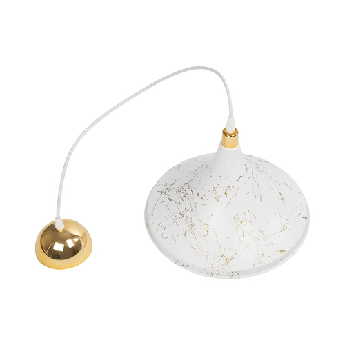 GLOBOSTAR® MARBLE 203-0098 Μοντέρνο Κρεμαστό Φωτιστικό Οροφής με Ντουί 1 x E27 AC 220-240V IP20 - Λεύκο & Χρυσό - Μ30 x Π30 x Υ20cm