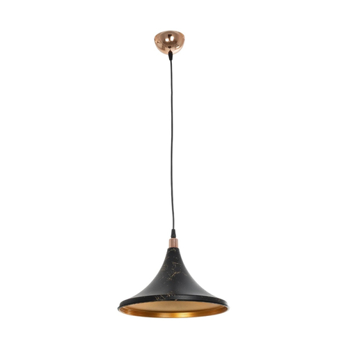 GLOBOSTAR® MARBLE 203-0099 Μοντέρνο Κρεμαστό Φωτιστικό Οροφής με Ντουί 1 x E27 AC 220-240V IP20 - Μαύρο & Χρυσό - Μ30 x Π30 x Υ20cm