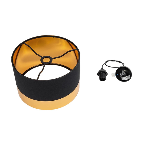 GLOBOSTAR® ZYKLUS 203-0100 Μοντέρνο Κρεμαστό Φωτιστικό Οροφής με Ντουί 1 x E27 AC 220-240V IP20 - Μαύρο & Χρυσό - Μ36 x Π36 x Υ25cm