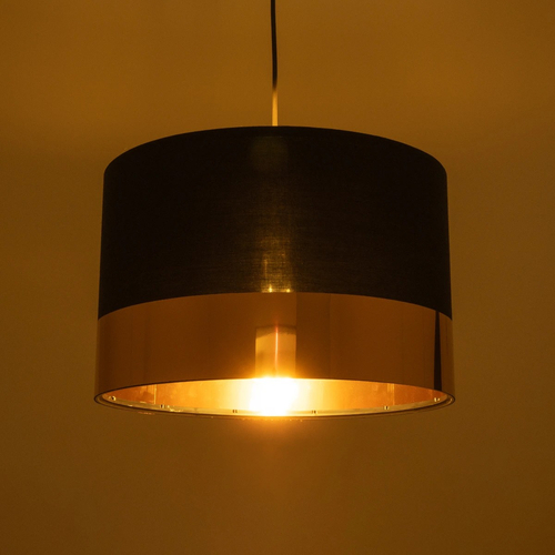 GLOBOSTAR® ZYKLUS 203-0100 Μοντέρνο Κρεμαστό Φωτιστικό Οροφής με Ντουί 1 x E27 AC 220-240V IP20 - Μαύρο & Χρυσό - Μ36 x Π36 x Υ25cm