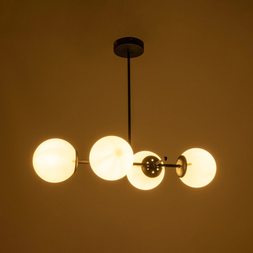 GLOBOSTAR® GLOBUS 203-0104 Μοντέρνο Φωτιστικό Οροφής με Ντουί 4 x E27 AC 220-240V IP20 - Λευκό & Μαύρο - Μ70 x Π34 x Υ15cm