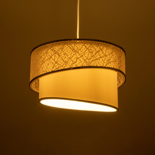 GLOBOSTAR® SONIA 203-0115 Μοντέρνο Κρεμαστό Φωτιστικό Οροφής με Ντουί 1 x E27 AC 220-240V IP20 - Λευκό & Ασημί - Μ30 x Π30 x Υ24cm