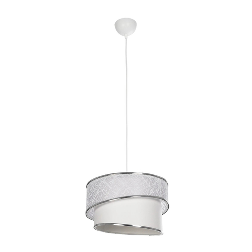 GLOBOSTAR® SONIA 203-0115 Μοντέρνο Κρεμαστό Φωτιστικό Οροφής με Ντουί 1 x E27 AC 220-240V IP20 - Λευκό & Ασημί - Μ30 x Π30 x Υ24cm