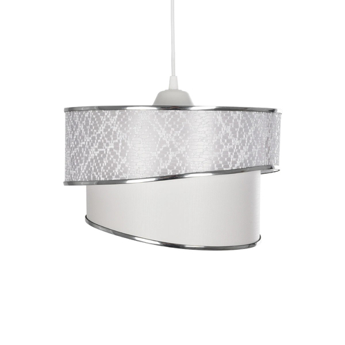 GLOBOSTAR® SONIA 203-0115 Μοντέρνο Κρεμαστό Φωτιστικό Οροφής με Ντουί 1 x E27 AC 220-240V IP20 - Λευκό & Ασημί - Μ30 x Π30 x Υ24cm