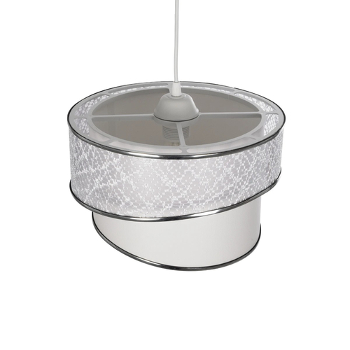 GLOBOSTAR® SONIA 203-0115 Μοντέρνο Κρεμαστό Φωτιστικό Οροφής με Ντουί 1 x E27 AC 220-240V IP20 - Λευκό & Ασημί - Μ30 x Π30 x Υ24cm