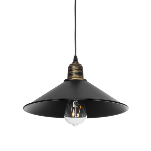 GLOBOSTAR® FERRO 203-0082 Μοντέρνο Κρεμαστό Φωτιστικό Οροφής με Ντουί 1 x E27 AC 220-240V IP20 - Μαύρο & Μπρούτζινο - Μ30 x Π30 x Υ15cm