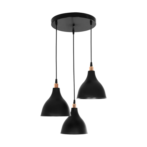 GLOBOSTAR® RADE 203-0127 Μοντέρνο Κρεμαστό Φωτιστικό Οροφής με Ντουί 3 x E27 AC 220-240V IP20 - Μαύρο & Χάλκινο - Μ40 x Π40 x Υ40cm