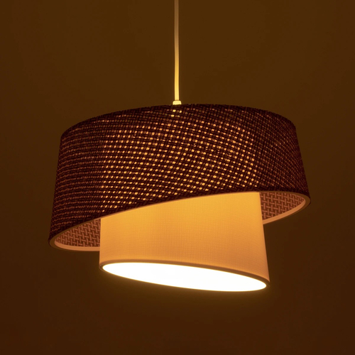 GLOBOSTAR® ALINA 203-0129 Μοντέρνο Κρεμαστό Φωτιστικό Οροφής με Ντουί 1 x E27 AC 220-240V IP20 - Καφέ & Μπεζ - Μ30 x Π30 x Υ20cm