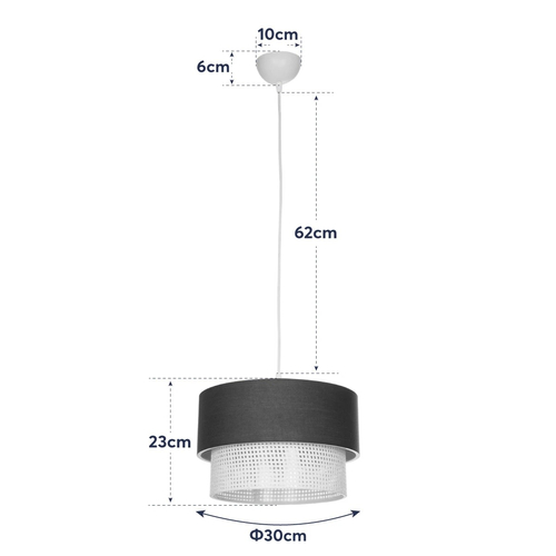 GLOBOSTAR® SISSIE 203-0140 Μοντέρνο Κρεμαστό Φωτιστικό Οροφής με Ντουί 1 x E27 AC 220-240V IP20 - Μαύρο & Μπεζ - Μ30 x Π30 x Υ23cm