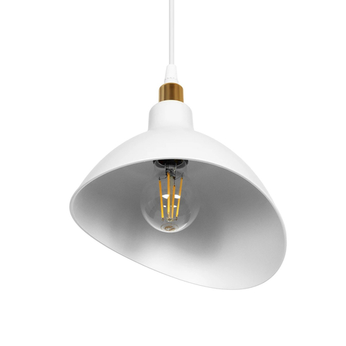 GLOBOSTAR® RIVE 203-0141 Μοντέρνο Κρεμαστό Φωτιστικό Οροφής με Ντουί 1 x E27 AC 220-240V IP20 - Λευκό & Χρυσό - Μ22 x Π20 x Υ22cm