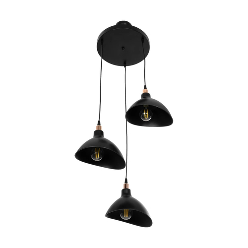 GLOBOSTAR® RIVE 203-0144 Μοντέρνο Κρεμαστό Φωτιστικό Οροφής με Ντουί 3 x E27 AC 220-240V IP20 - Μάυρο & Χάλκινο - Μ40 x Π40 x Υ65cm