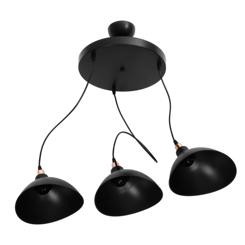GLOBOSTAR® RIVE 203-0144 Μοντέρνο Κρεμαστό Φωτιστικό Οροφής με Ντουί 3 x E27 AC 220-240V IP20 - Μάυρο & Χάλκινο - Μ40 x Π40 x Υ65cm