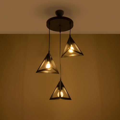 GLOBOSTAR® TRIANGLE 203-0160 Μοντέρνο Κρεμαστό Φωτιστικό Οροφής με Ντουί 3 x E27 AC 220-240V IP20 - Μάυρο - Μ67 x Π67 x Υ50cm