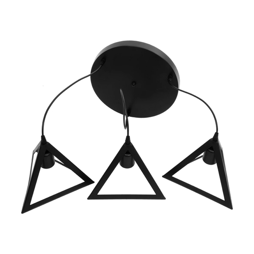 GLOBOSTAR® TRIANGLE 203-0160 Μοντέρνο Κρεμαστό Φωτιστικό Οροφής με Ντουί 3 x E27 AC 220-240V IP20 - Μάυρο - Μ67 x Π67 x Υ50cm