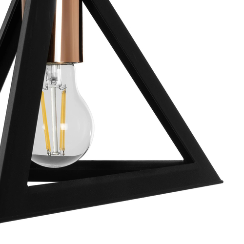 GLOBOSTAR® TRIANGLE 203-0161 Μοντέρνο Κρεμαστό Φωτιστικό Οροφής με Ντουί 1 x E27 AC 220-240V IP20 - Μάυρο & Χάλκινο - Μ24 x Π24 x Υ22cm
