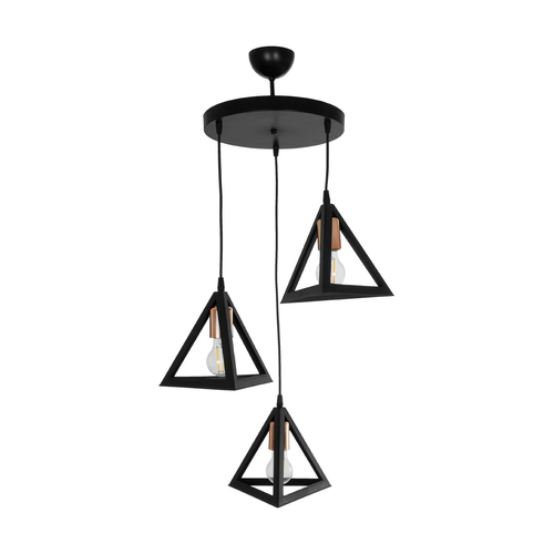 GLOBOSTAR® TRIANGLE 203-0162 Μοντέρνο Κρεμαστό Φωτιστικό Οροφής με Ντουί 3 x E27 AC 220-240V IP20 - Μάυρο & Χάλκινο - Μ67 x Π67 x Υ50cm