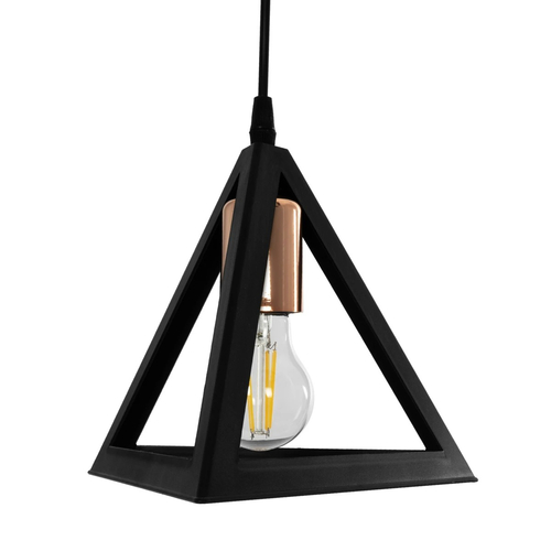 GLOBOSTAR® TRIANGLE 203-0162 Μοντέρνο Κρεμαστό Φωτιστικό Οροφής με Ντουί 3 x E27 AC 220-240V IP20 - Μάυρο & Χάλκινο - Μ67 x Π67 x Υ50cm