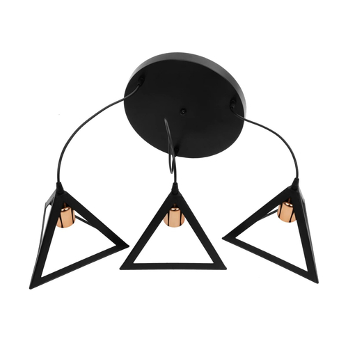 GLOBOSTAR® TRIANGLE 203-0162 Μοντέρνο Κρεμαστό Φωτιστικό Οροφής με Ντουί 3 x E27 AC 220-240V IP20 - Μάυρο & Χάλκινο - Μ67 x Π67 x Υ50cm