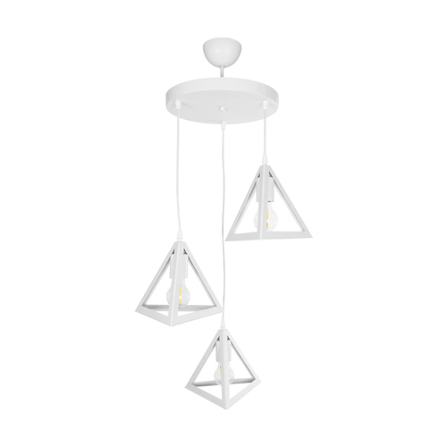 GLOBOSTAR® TRIANGLE 203-0164 Μοντέρνο Κρεμαστό Φωτιστικό Οροφής με Ντουί 3 x E27 AC 220-240V IP20 - Λευκό - Μ67 x Π67 x Υ50cm