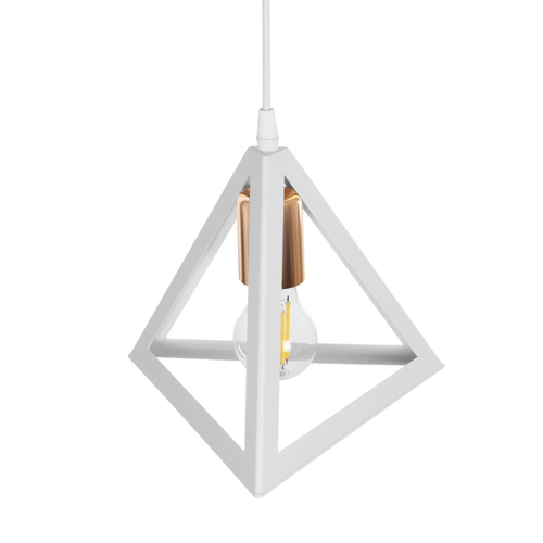GLOBOSTAR® TRIANGLE 203-0165 Μοντέρνο Κρεμαστό Φωτιστικό Οροφής με Ντουί 1 x E27 AC 220-240V IP20 - Λευκό & Χάλκινο - Μ24 x Π24 x Υ22cm
