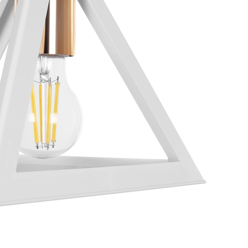 GLOBOSTAR® TRIANGLE 203-0165 Μοντέρνο Κρεμαστό Φωτιστικό Οροφής με Ντουί 1 x E27 AC 220-240V IP20 - Λευκό & Χάλκινο - Μ24 x Π24 x Υ22cm
