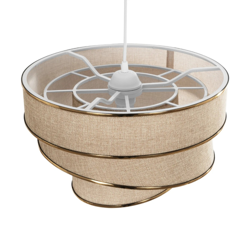 GLOBOSTAR® SIERA 203-0168 Μοντέρνο Κρεμαστό Φωτιστικό Οροφής με Ντουί 1 x E27 AC 220-240V IP20 - Μπεζ & Χρυσό - Μ38 x Π38 x Υ26cm
