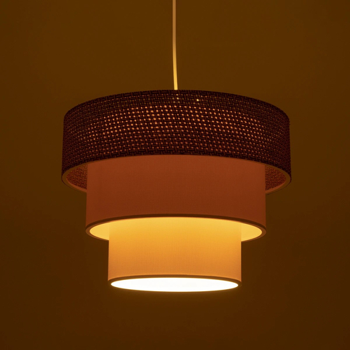 GLOBOSTAR® LEVEL 203-0172 Μοντέρνο Κρεμαστό Φωτιστικό Οροφής με Ντουί 1 x E27 AC 220-240V IP20 - Καφέ & Μπεζ - Μ38 x Π38 x Υ30cm