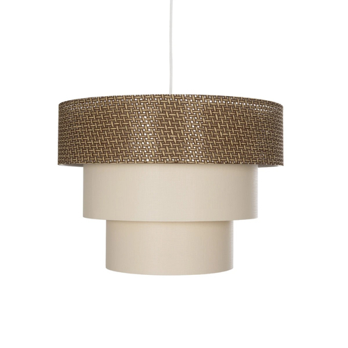 GLOBOSTAR® LEVEL 203-0172 Μοντέρνο Κρεμαστό Φωτιστικό Οροφής με Ντουί 1 x E27 AC 220-240V IP20 - Καφέ & Μπεζ - Μ38 x Π38 x Υ30cm