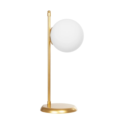 GloboStar® GLOBUS 203-0182 Μοντέρνο Επιτραπέζιο Φωτιστικό Πορτατίφ Μονόφωτο 1 x E27 IP20 Χρυσο Μέταλλο με Λευκό Γυαλί - Μ21 x Π16.5 x Υ45cm