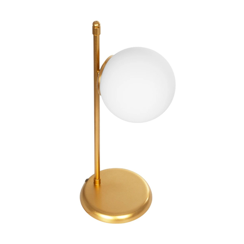 GloboStar® GLOBUS 203-0182 Μοντέρνο Επιτραπέζιο Φωτιστικό Πορτατίφ Μονόφωτο 1 x E27 IP20 Χρυσο Μέταλλο με Λευκό Γυαλί - Μ21 x Π16.5 x Υ45cm
